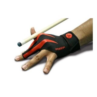 Handschuh Poison, 3-Finger, schwarz-rot, S&amp;M